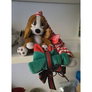 Sad Sam Puppy With Green‎ Christmas Stocking Stuffed Plush Toy